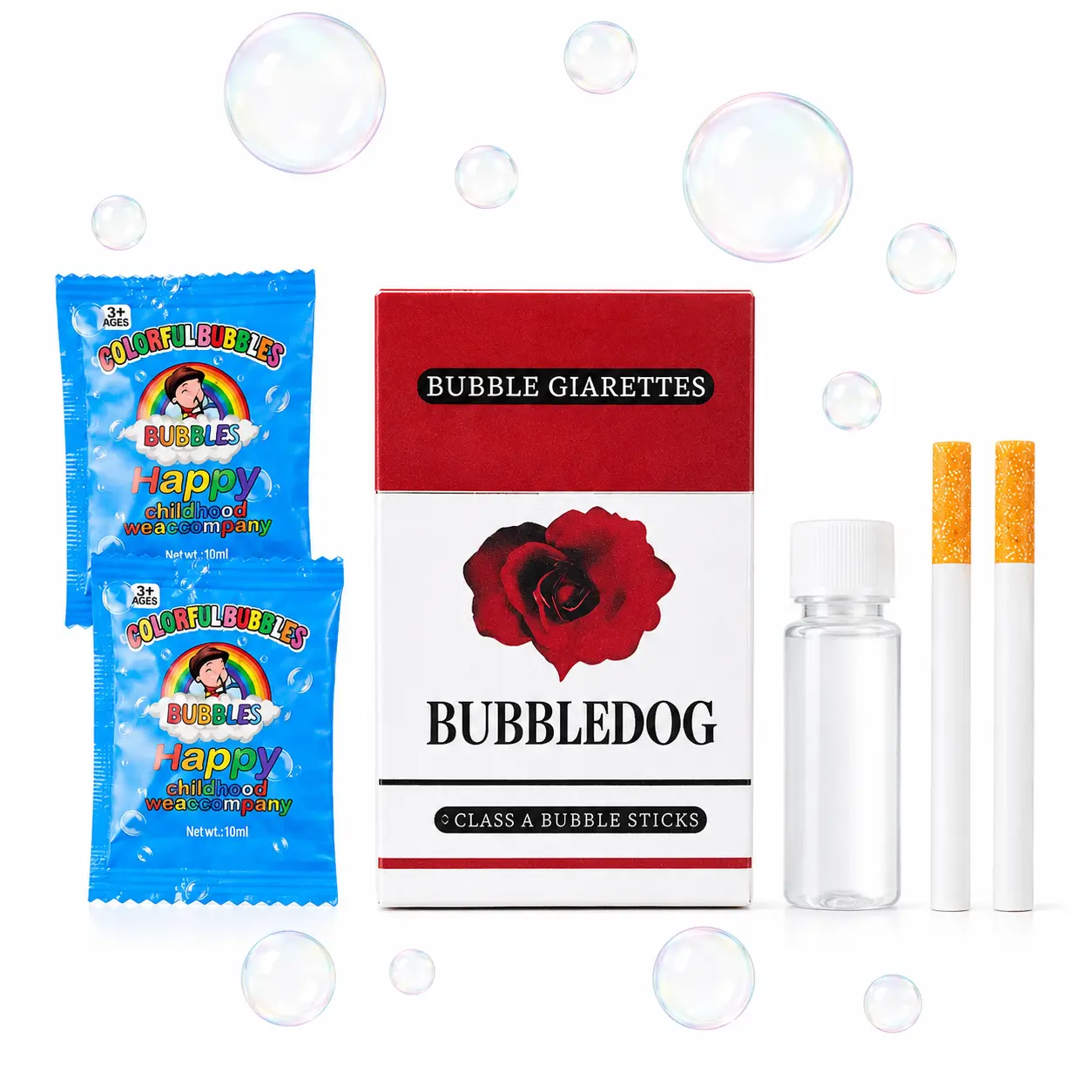 SummerWins juguete relajante antiestrés con forma de cigarrillo, soplador mini de burbujas y varitas de burbujas, regalo para fiestas, cumpleaños y Navidad para hombres y mujeres