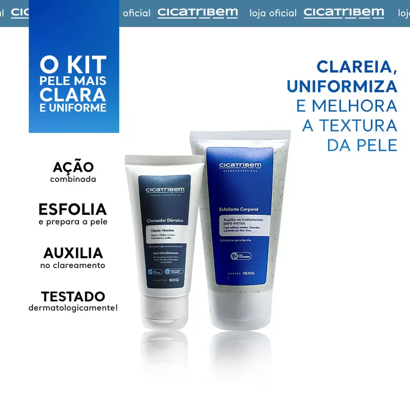 Cicatribem Duplinha Iluminadora焕亮护理2件套，60g肌肤提亮产品＋150g身体磨砂膏