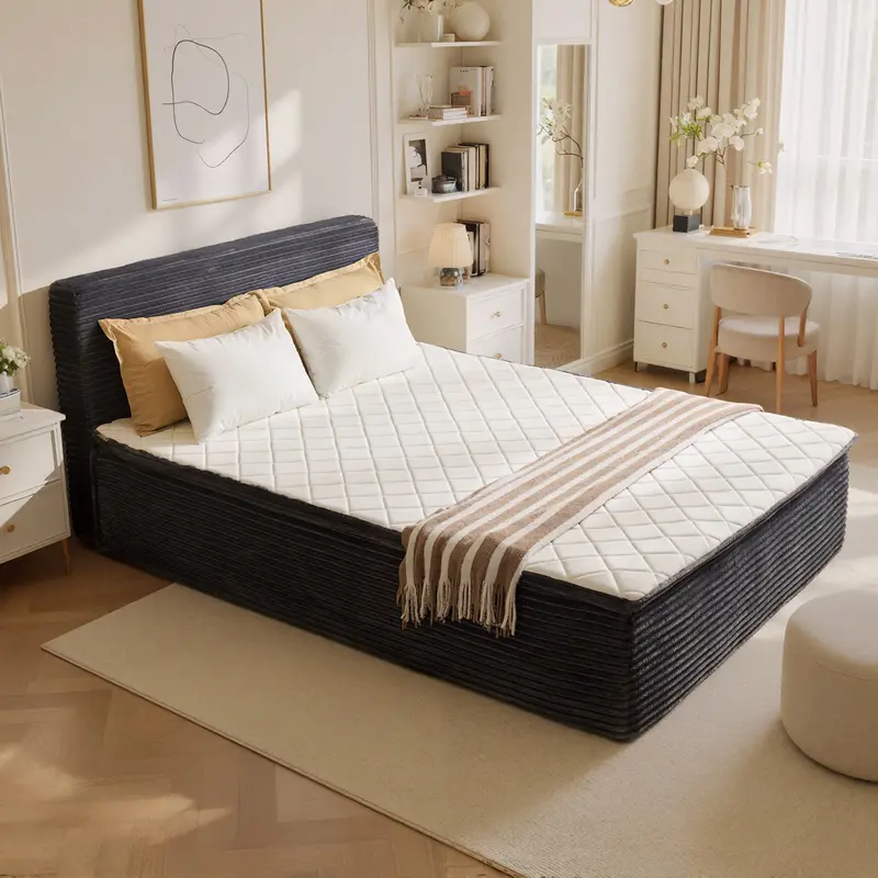 ALTRIGUS All-in-One Modern Boneless Floor Bed, Cloud-Plush Corduroy, Medium-Firm Memory Foam, Motion Isolation, No Assembly