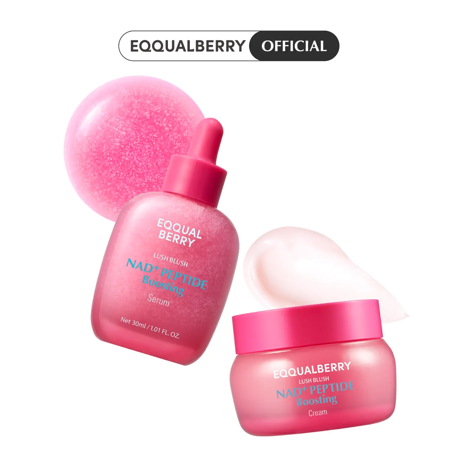 EQQUALBERRY NAD+ Longevity Ritual : duo sérum booster de peptides et crème anti-âge pour visage, cou et corps, réparation cellulaire, fermeté et effet liftant