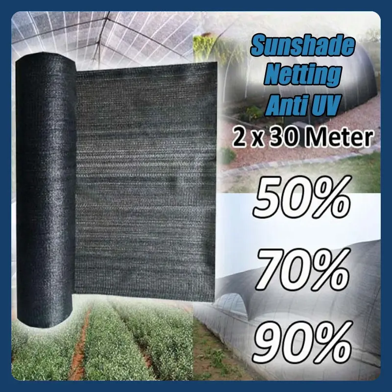 Jaring Teduhan Matahari, 30M, 50/70/90%, Perlindungan UV, Jaring Penutup Skrin Privasi, Sesuai untuk Balkoni dan Taman, Jaring Hitam, Jaring Hitam, Kain Jaring Hitam