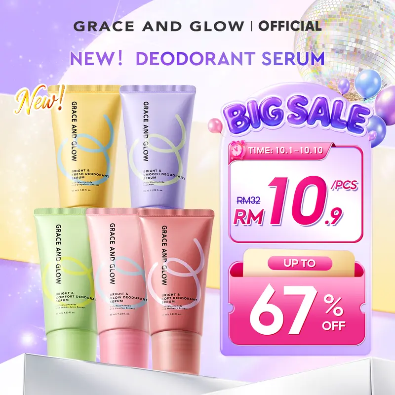 [New Scents] Grace and Glow Smooth Deodorant Serum Roll On  - Fragrance Deo (Vanilla, English pear, Peony, Amber &Daisy)  Daily Use | Body Care | Pewangi Ketiak dengan Niacinamide, Mencerahkan | Deodoran Ketiak , Pencerah