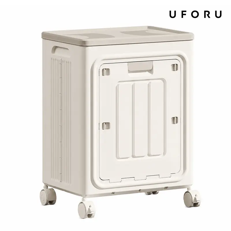 UFORU Rectangular PP Rolling Laundry Hamper with Lid, Waterproof, Ventilated, Odour-Resistant and Dustproof
