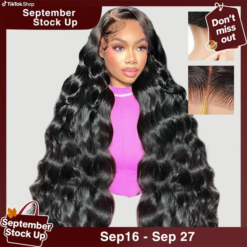 Mihugass Glueless Human Hair Wig, 7x6 Lace Closure, Natural Black, Adjustable Drawstring, Pre-Plucked Hairline, Pre-Cut Lace