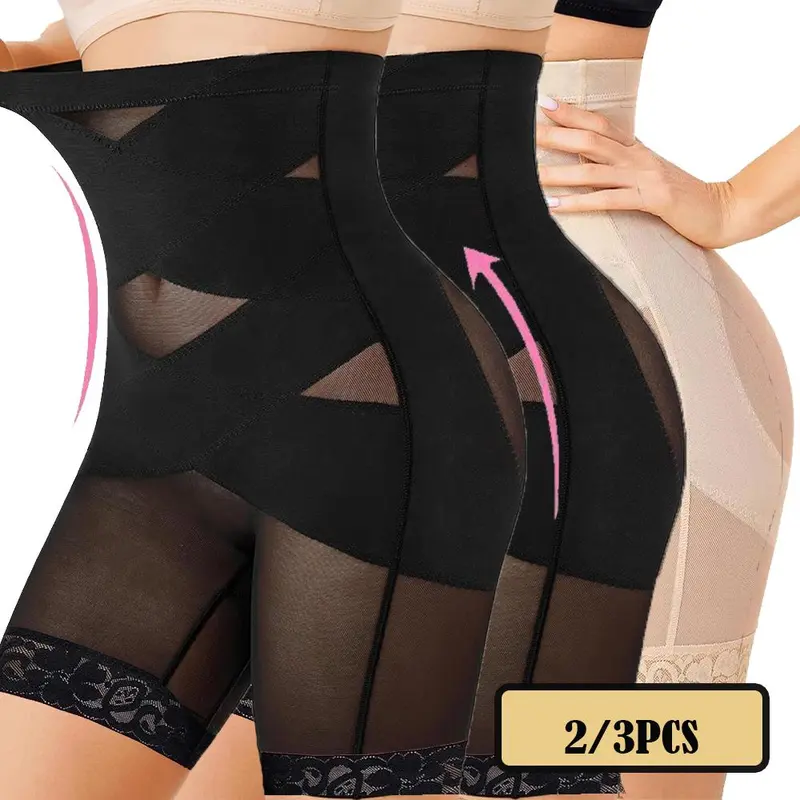 Short modelador feminino de cintura alta com compressão abdominal, efeito levanta bumbum e modelagem das coxas