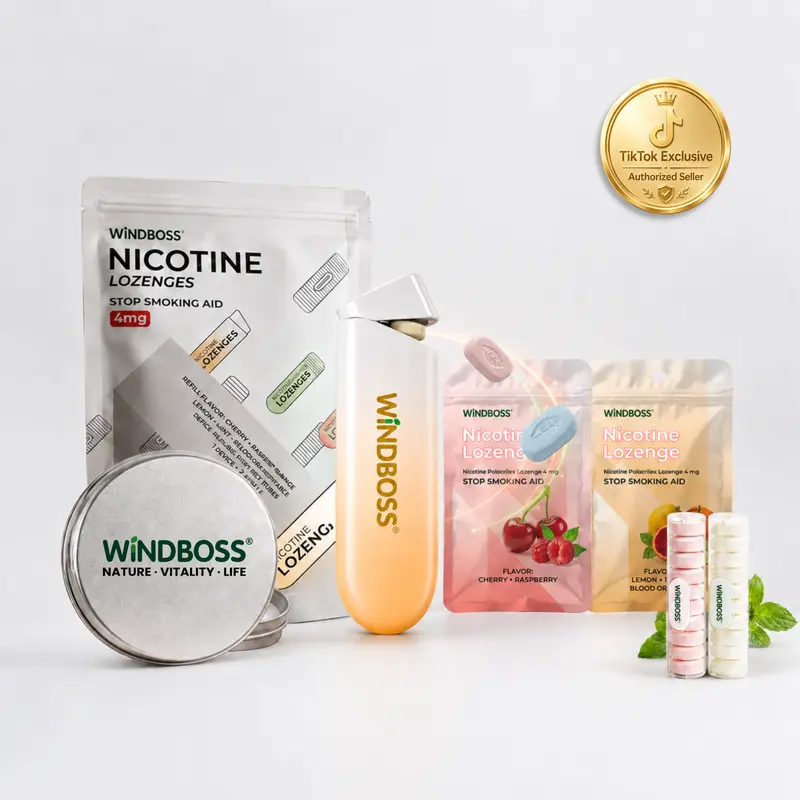 Windboss Nicotine Lozenges, 4 mg, 30 Count, 3-Flavor Variety Pack with Push-Pop Container, Buy 1 Get 2 Free with 2 Free Refills