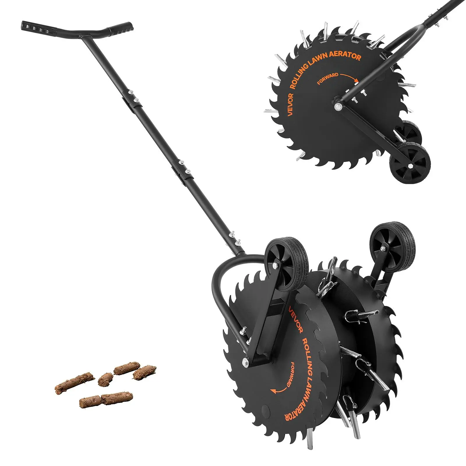 【toolupgrade】Aerator Inti Tanah Rumput Dorong Manual VEVOR, Roller 16.6 in dengan Tine Antisumbat, Gagang 58-in, Drum Berpemberat, Roda, Logam Tahan Karat untuk Melonggarkan dan Memotong Tanah Kebun Padat, Gagang 58-Inch, untuk Dewasa, 46 Lbs
