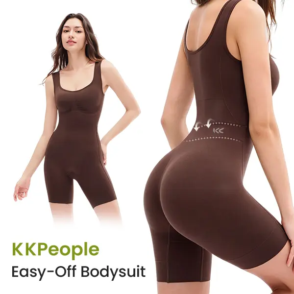 Body gainant KKPeople Easy-Off Faja pour femme, maintien du dos, effet ventre plat et fesses galbées, dos froncé à ouverture facile, gousset en coton, pour le quotidien et après l’accouchement