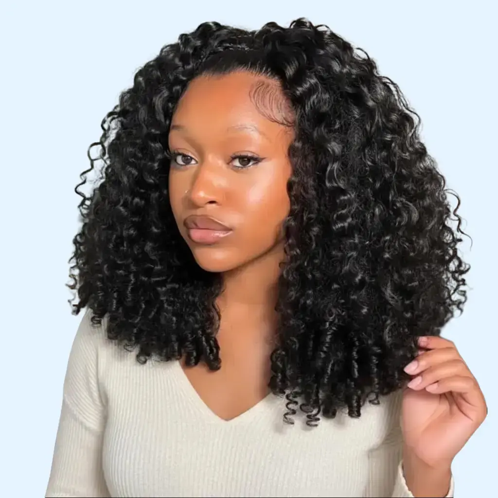 Burmese Curly Half Wig 200 Density Half Wig Human Hair No Lace No Glue 4/27 Highlight/99J Burgundy Burmese Curly Wig for Women 3 In 1 Seamless Flip Over Half Wigs Beginner Friendly Glueless Wigs Human Hair with Spiral End Natural Color