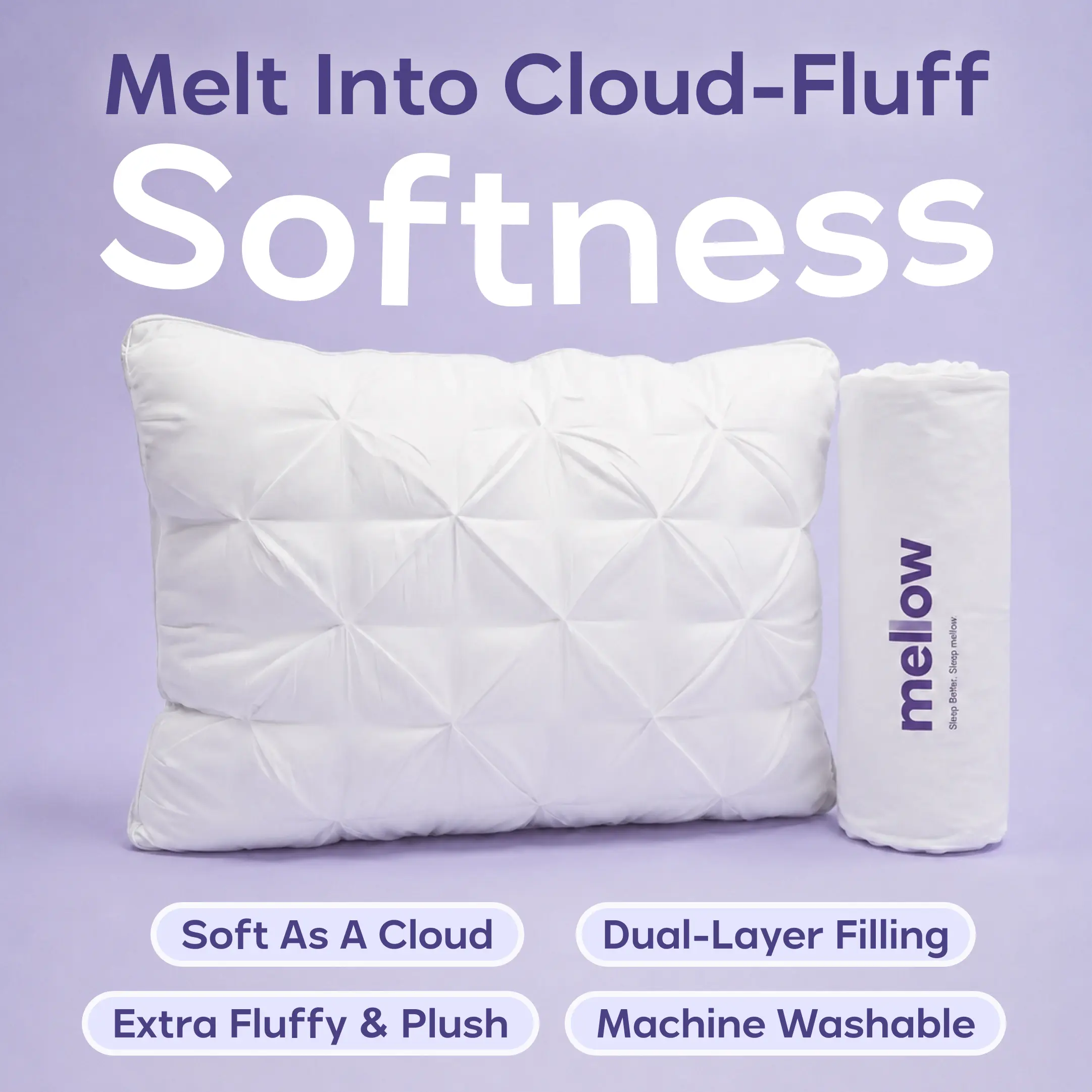 Mellow Sleep Ploof Pillow, almohada extrafelpuda de doble capa, suave como una nube, transpirable, lavable a máquina y con soporte envolvente para cuello, para dormir de lado, boca arriba o boca abajo