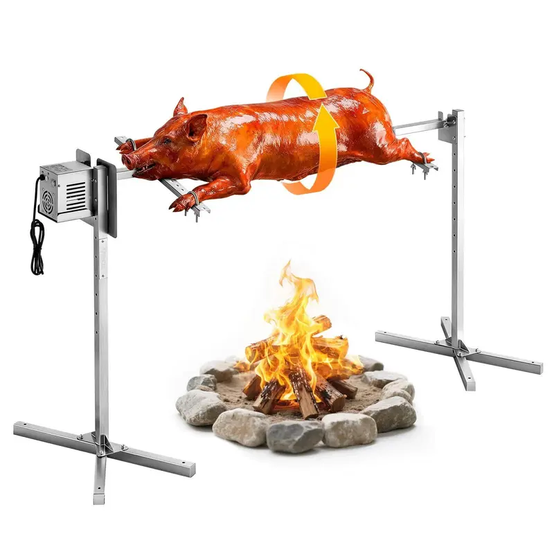 Panggangan Rotisserie VEVOR AC 120 V, Kit Pemanggang Otomatis Stainless Steel dengan 8 Tingkat Ketinggian, Kapasitas 132 lbs, Motor 38 W untuk Pesta #SohoChic