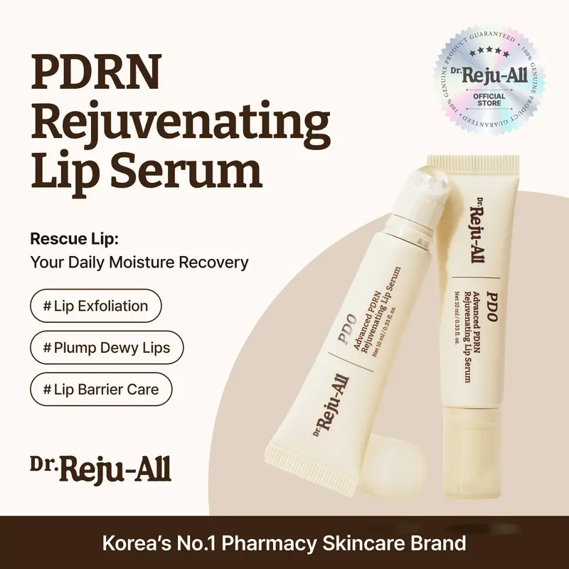 [Oficial] Sérum labial rejuvenescedor Dr.Reju-All Advanced PDRN, hidratante com Lipozip PDRN para lábios luminosos e viçosos, esfoliação suave e efeito suavizante, hibisco e ácido lático, 0,3 fl oz, AHA, suave