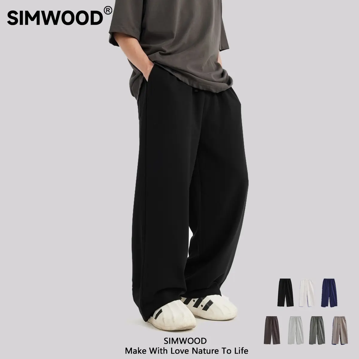 Pantalon de jogging SIMWOOD unisexe, coupe droite ample à jambes larges
