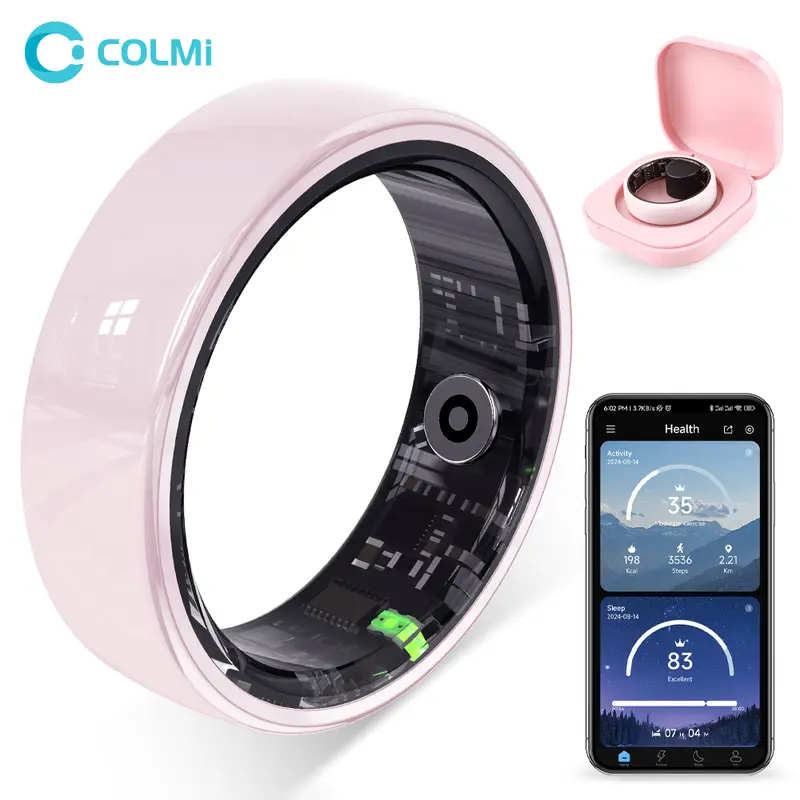 COLMI Ring 2, bague connectée en céramique rose et or — suivi de la température corporelle, de la fréquence cardiaque et du sommeil, étanchéité IP68 — taille de doigt à vérifier avant commande, rentrée scolaire, achats de rentrée