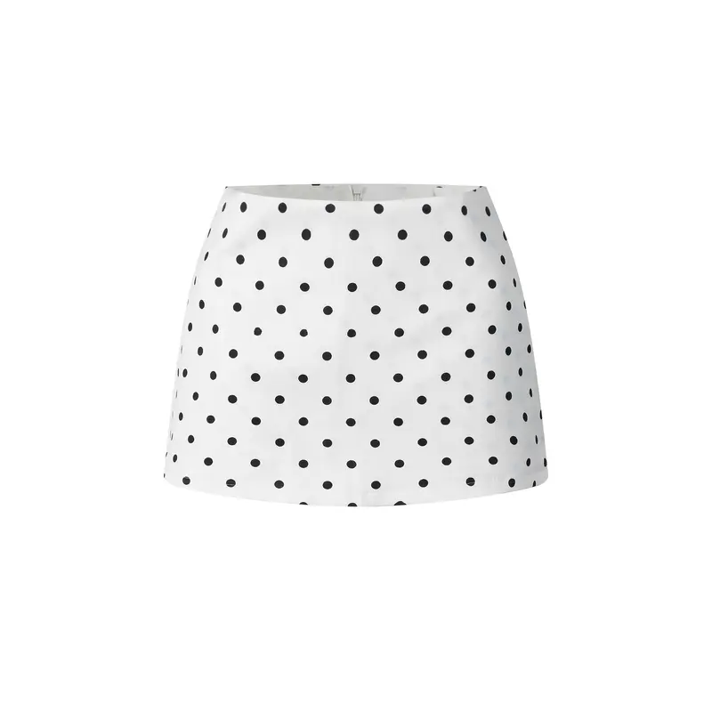 Riya Fashion Annie Mid-Waist Polka Dot A-Line Mini Skort with Zip Closure, Korean Style 5590