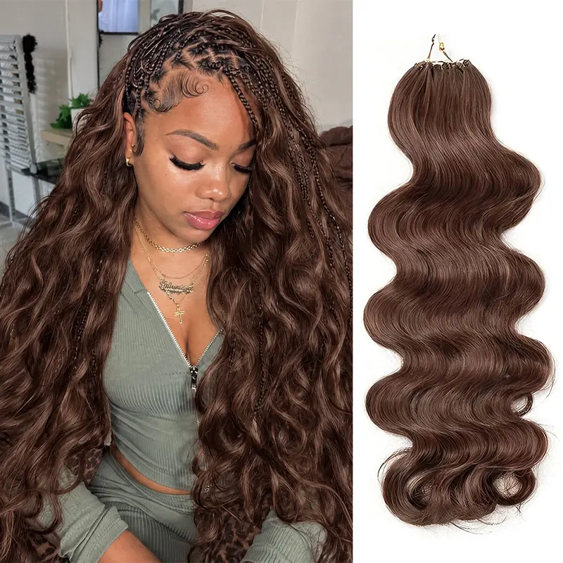 OQ HAIR extensiones de cabello humano 100 % para trenzas boho Miracle Knots, color castaño #4, onda suelta Body Wave, mechones predivididos para crochet; se recomiendan de 4 a 5 paquetes #TikTokShopFallDealsForYou