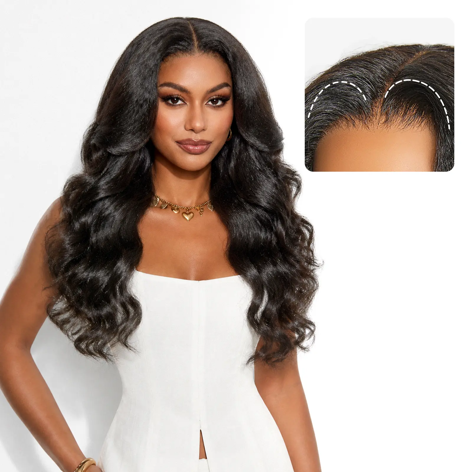 LUVME All-Day Comfort™ Light Kinky Straight/Body Wave Glueless Wig, 7x6 Closure, Pre-Plucked, Pre-Bleached and Pre-Cut HD Lace, SohoChic