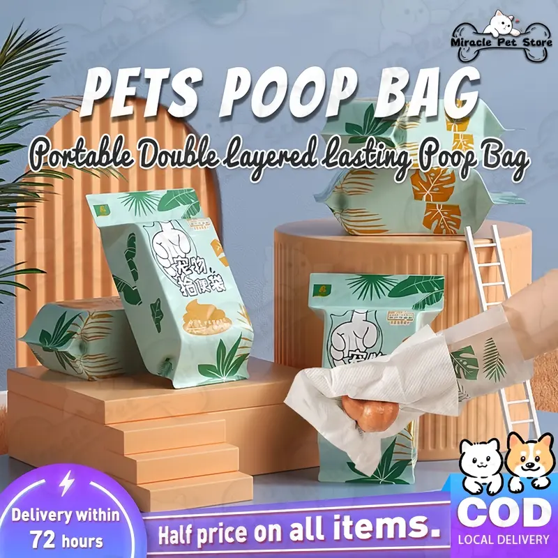 Pet Poop Bags Plastic Pick Up Bag Dogs Portable Tissue Disposable Trash Bags No Dirty Hands