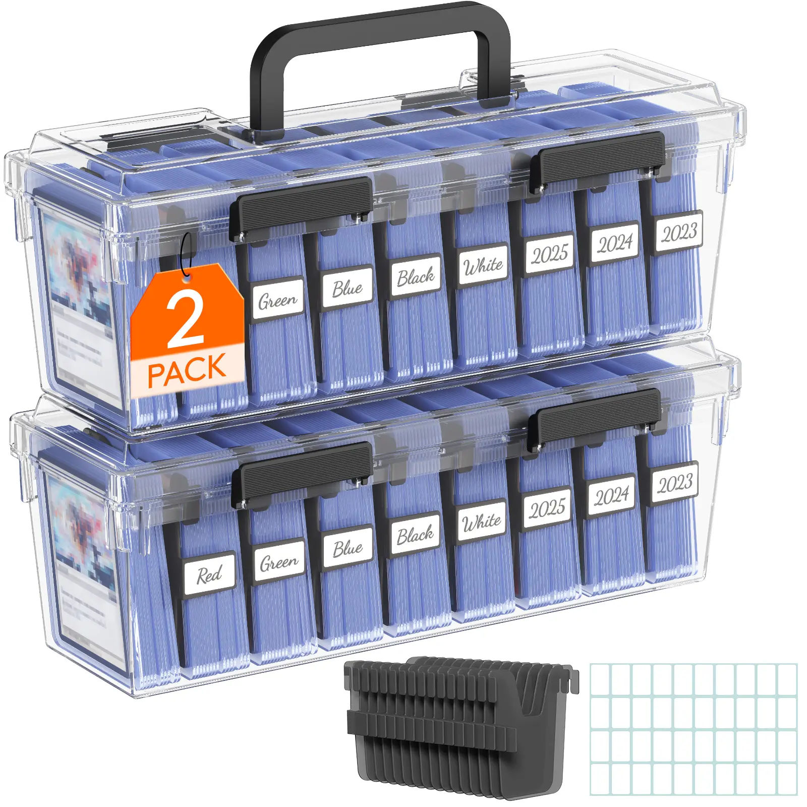 Caixa organizadora empilhável Lifewit para cards em protetores rígidos, com divisórias ajustáveis e etiquetas, para MTG, TCG e cards esportivos
