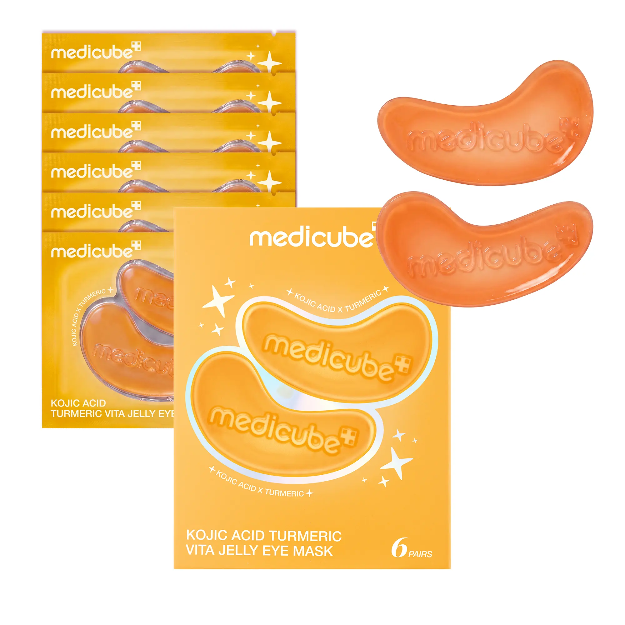 [NUEVO] Parches de hidrogel para ojos medicube Kojic Acid Turmeric Vita Jelly con ácido kójico, cúrcuma y vitamina C, paquete de 6