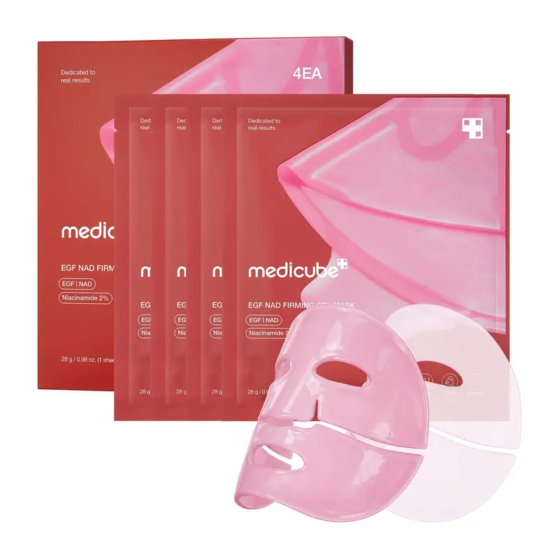 medicube NAD+ EGF Firming Gel Mask, 4 Sheets, Color-Changing Red Jelly Hydrogel Overnight Face Mask
