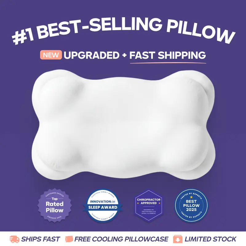 Mellow Sleep CloudAlign: almohada cervical ergonómica de espuma viscoelástica con dos alturas para dormir de lado, boca arriba o boca abajo + funda refrescante GRATIS
