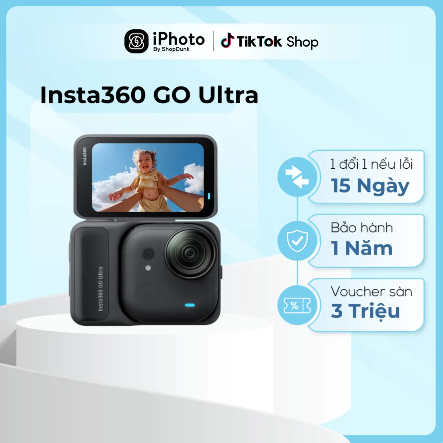 Insta360 GO Ultra Standard Bundle Action Camera, 4K 60fps Video, 1-Year Warranty