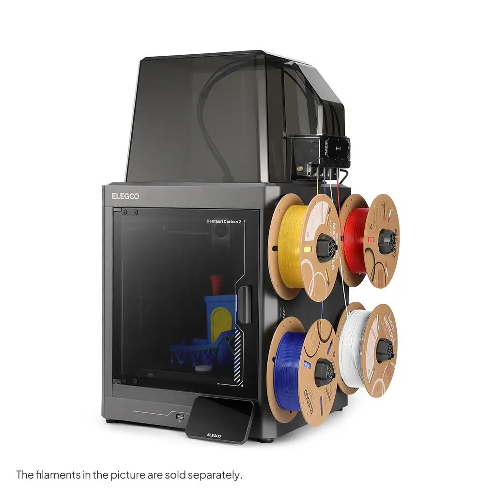ELEGOO Centauri Carbon 2 Combo FDM 3D Printer, CoreXY, Fully Automatic Leveling, 500mm/s Printing, 256x256mm Build Area and Multicolor Capability, 4 Colors