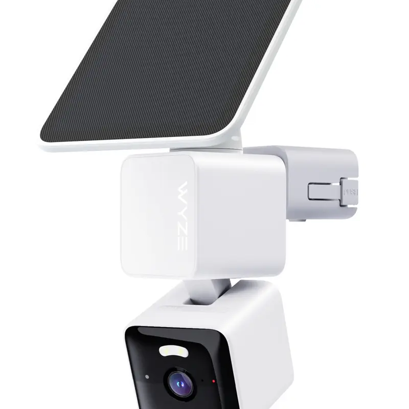 Câmera de segurança Wyze Solar Cam Pan 2K com bateria e energia solar, resolução 2K HD WDR, movimento PTZ de 360º x 70º, rastreamento de movimento por IA, visão noturna colorida, Wi-Fi e resistência à água e poeira IP65