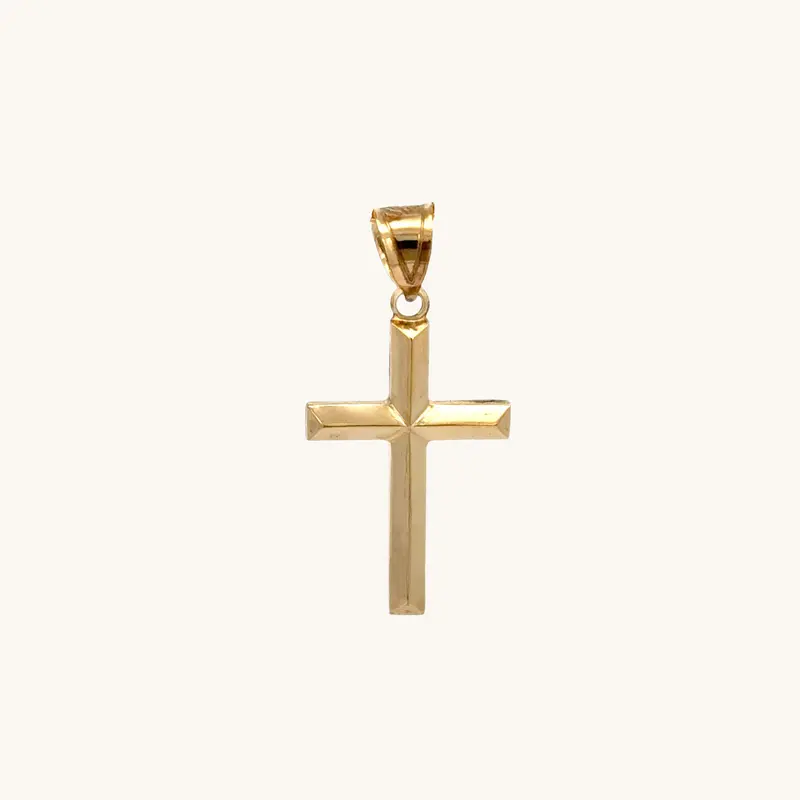 14K Double-Bonded Gold Simple Cross