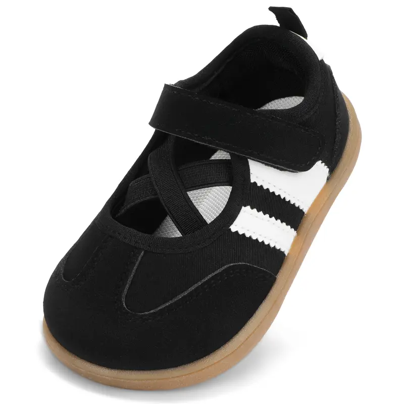 Toddler Girls' Mary Jane Sneakers with Wide Toe Box, Non-Slip Sole, 0-Drop and Breathable Flat Design