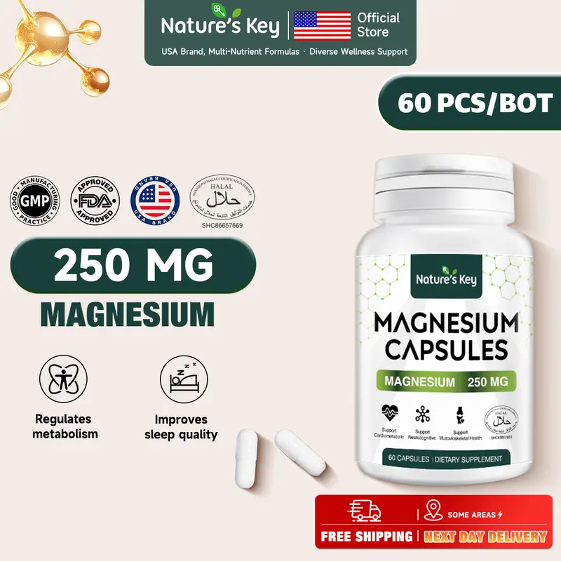 Nature's Key Magnesium Glycinate with Vitamin D3 and B6, Sleep, Bone Density and Cardiometabolic Support, 30-Day Pre-Order