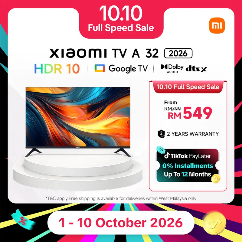 小米 Xiaomi TV A 32 2026 智能电视，高清画质、Google TV、Dolby Audio️、低蓝光