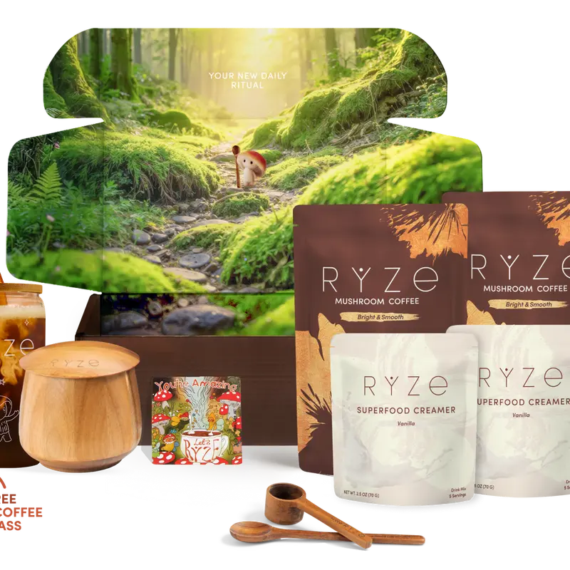 Café instantâneo orgânico com blend de cogumelos RYZE SUPERFOODS (The RYZE Collection)