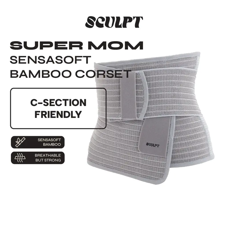 SCULPT SuperMom SensaSoft Bamboo Postpartum Corset, C-Section Friendly