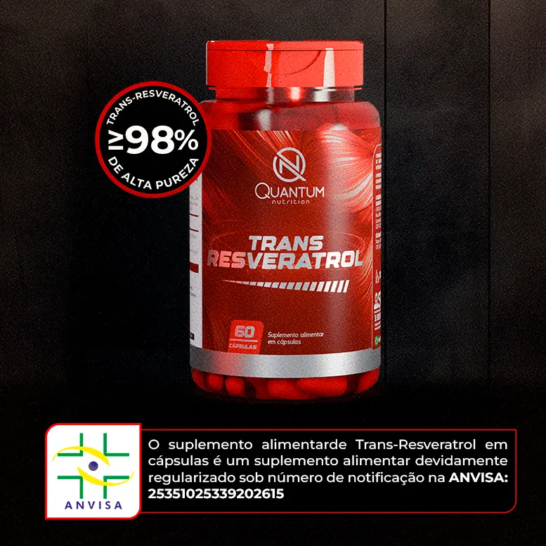 Trans-Resveratrol Formula Aktif, 60 Kapsul, Suplemen Makanan Antioksidan, Vegan dan Bebas Gluten, Buatan Brasil