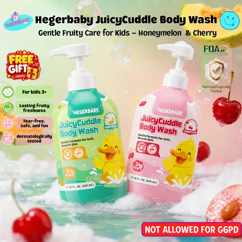 Hegerbaby JuicyCuddle Baby Wash Cherry + Melon - Deep Cleansing,Long-Lasting Fragrance Body Wash