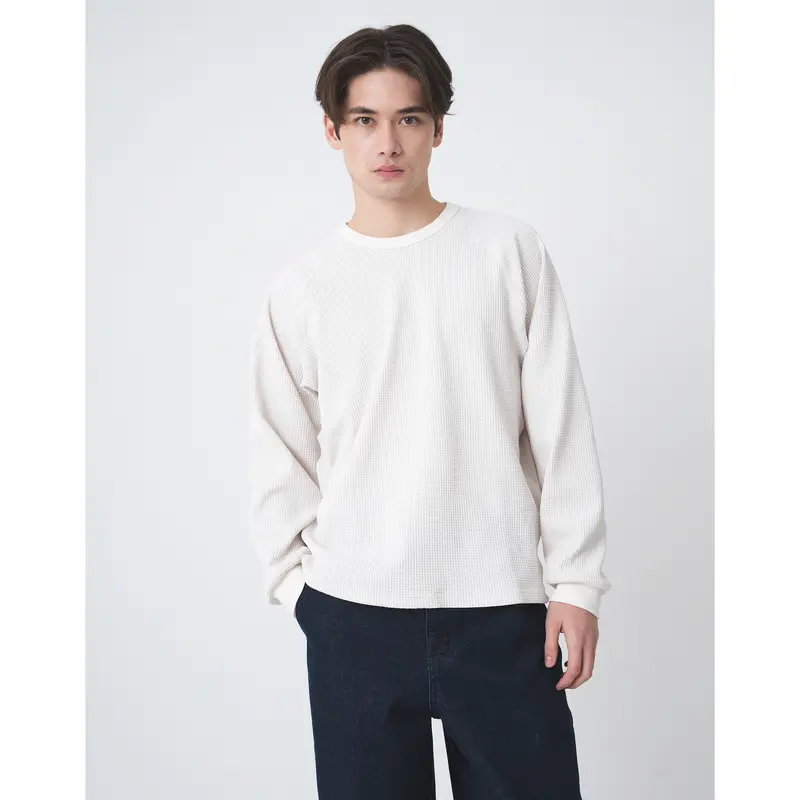 ワッフルクルーネックT B5114