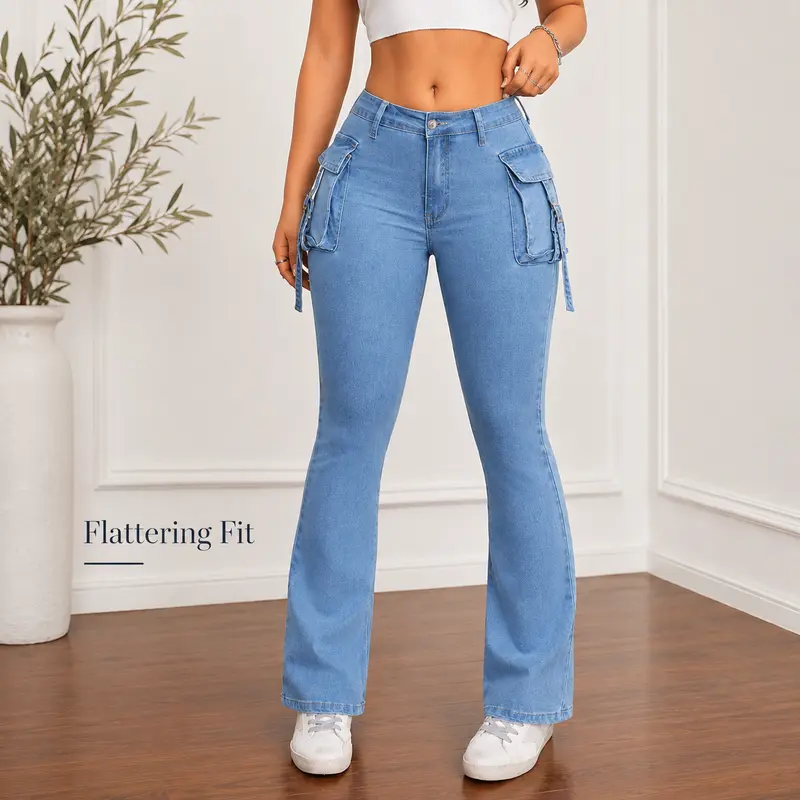 Women’s High Waisted Skinny Jeans, Sculpting Slim Fit Curve Hugging High Rise Blue Denim Pants with Pockets, Casual Everyday Back to School Streetwear Jeans for Women, Trendy Travel Work Weekend Outfit, All Season Fashion Bottoms