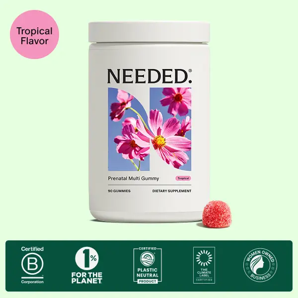 NEEDED. Prenatal Multivitamin Gummies, 90 Gummies (1-Month Supply), 17 Clinically Dosed Nutrients, 8x More Nutrition, Expertly Formulated and Clinically Studied, for Fertility Through Postpartum and Breastfeeding