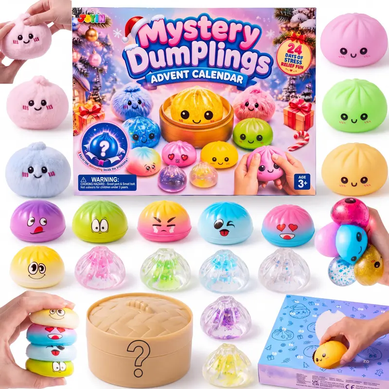 JOYIN Mystery Squishy Dumpling Toys Advent Calendar, 24 Pieces