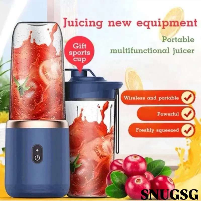SNUGSG SIGNATURE E-J001 便携式无线6叶榨汁搅拌机，赠随行杯