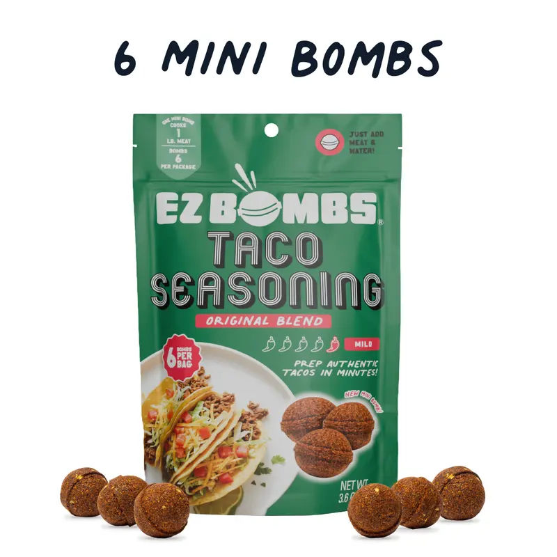 EZ BOMBS Original Blend Taco-Gewürz, 6er-Beutel – milde Mischung mit Knoblauch, Chili und Zwiebeln für Hackfleisch, Hähnchen, Pute und Saucen