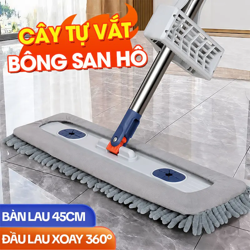 KITIMOP CORAL KTMC-01 Self-Wringing 360° Rotating Mop with 2 Mop Pads, Bucket Not Included