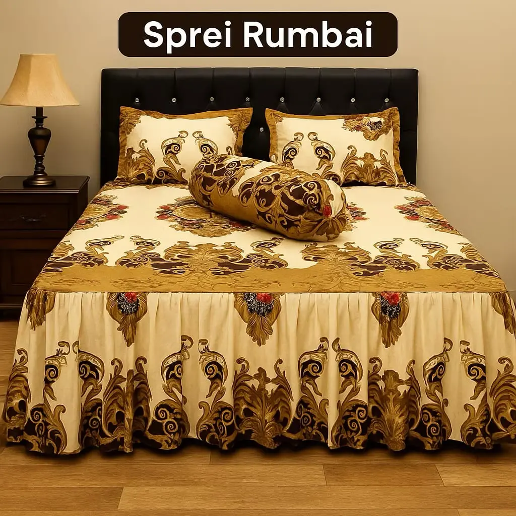 Sprei Rumbai Sultan 流苏床单，180×200、160×200、120×200，赠 2 个枕套和 2 个长枕套