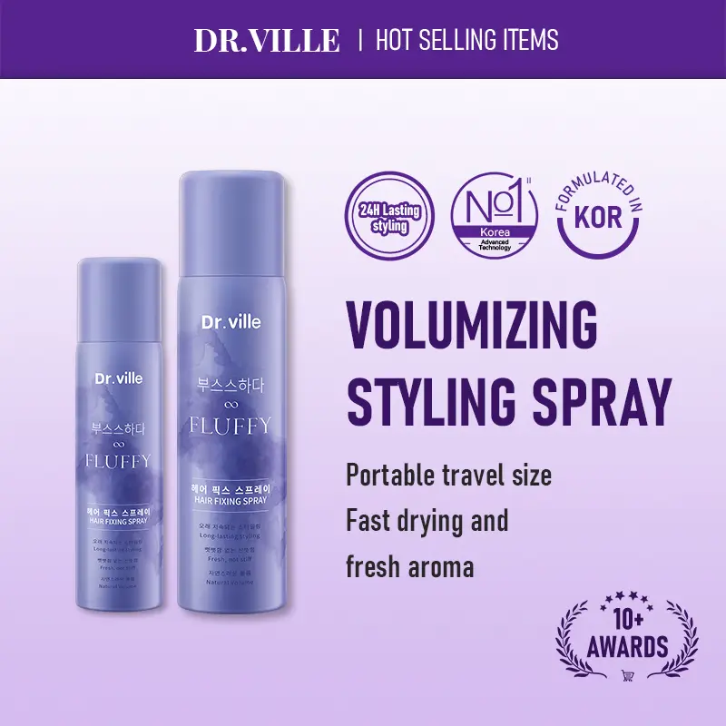 Dr.ville Hair Volumizing Leave-In Spray, 150ml/80ml, Oil-Control Hair Styling Spray