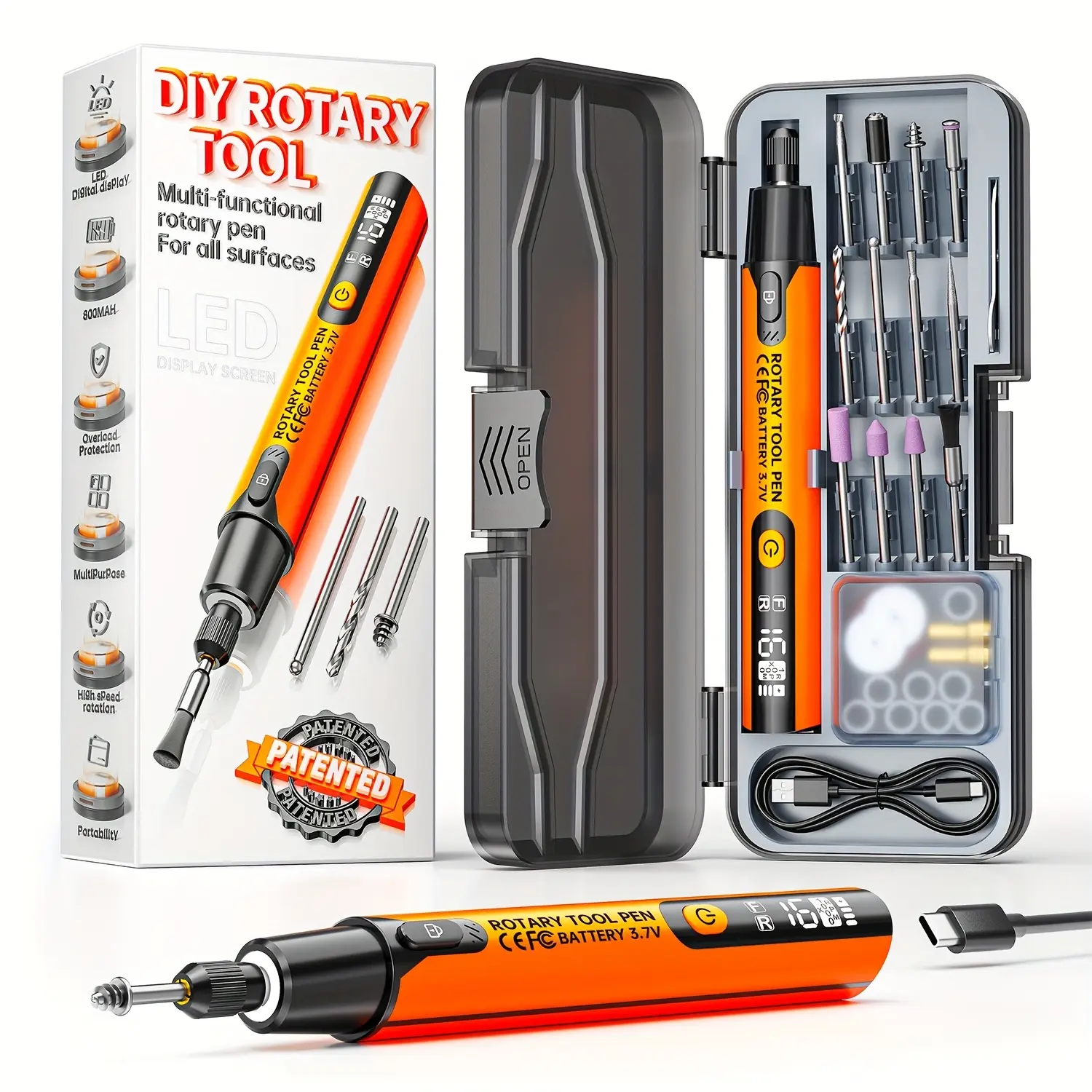 39-Piece USB-Powered Electric Grinding & Polishing Tool Set, Car Polisher & Electric Angle Grinder Rotary Pen Kit with Cordless Drill Bits, Multi-Speed Rotary Tool Accessories for Wood, Metal & Gemstone Carving #TOP PICKS