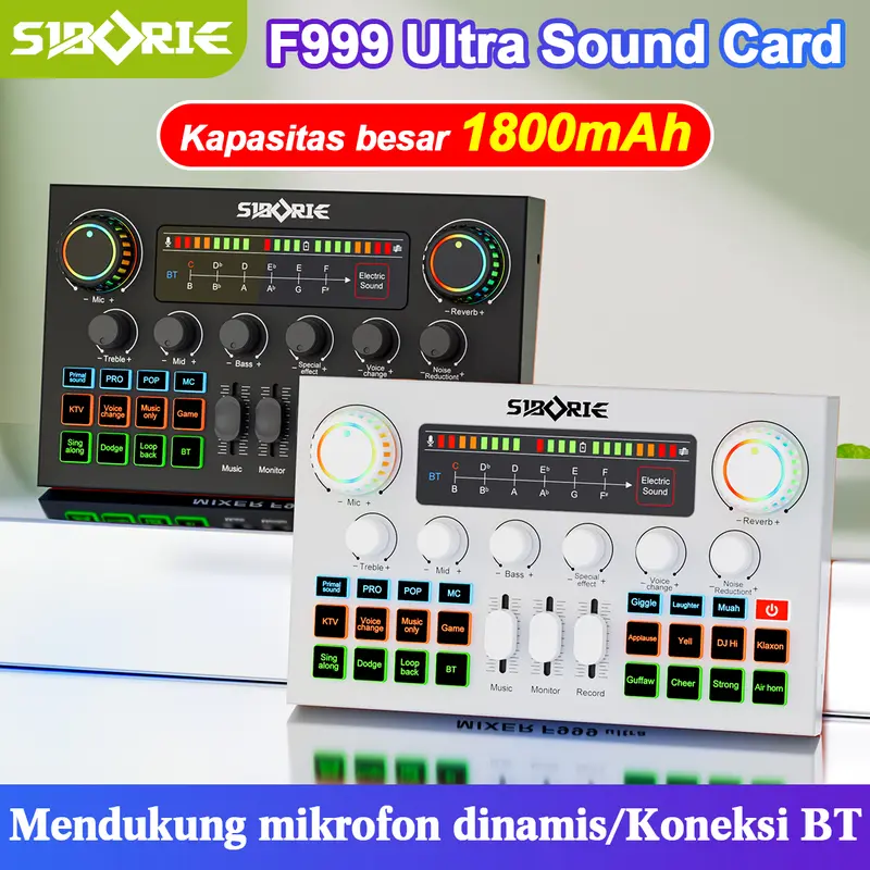 Siborie F999 Ultra USB External Sound Card and Touchscreen Live Audio Mixer