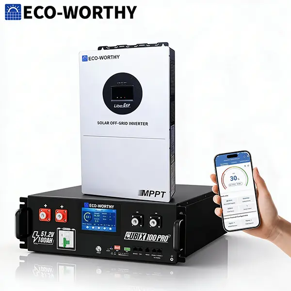 ECO-WORTHY 6kW Solar Off-Grid Power Kit, 48V 100Ah LiFePO4 Battery 5120Wh + Split-Phase Inverter 120V/240V, WiFi for Home Backup & Emergency familyfun