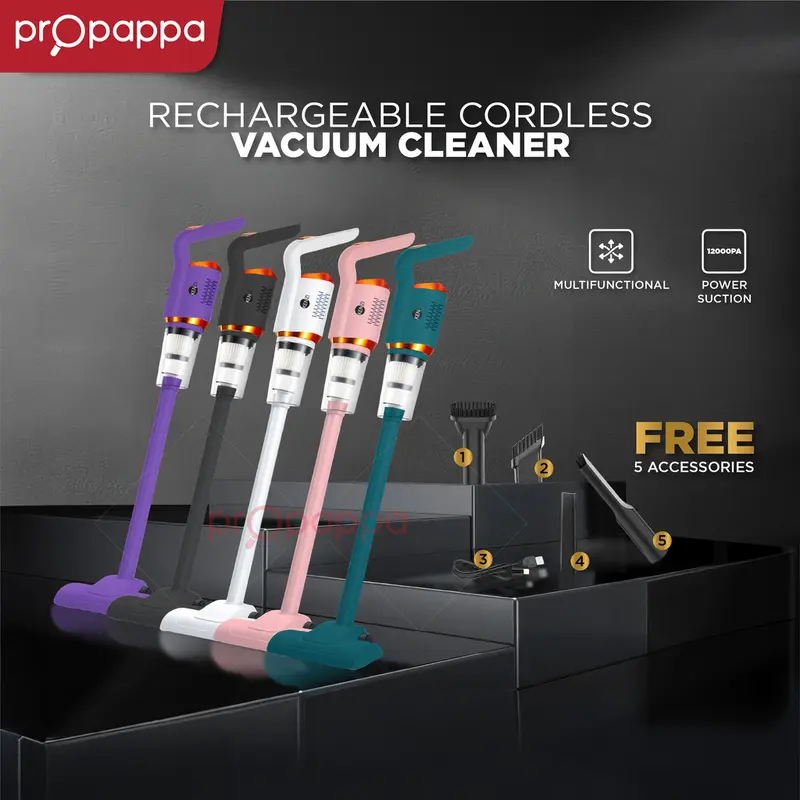 Propappa K-300P Cordless Portable Handheld Vacuum Cleaner with Mop Pad for Cars and Homes
